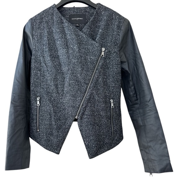 Banana Republic Jackets & Blazers - Banana Republic Factory Wool Blend‎ Mixed Media Moto Jacket Size 10